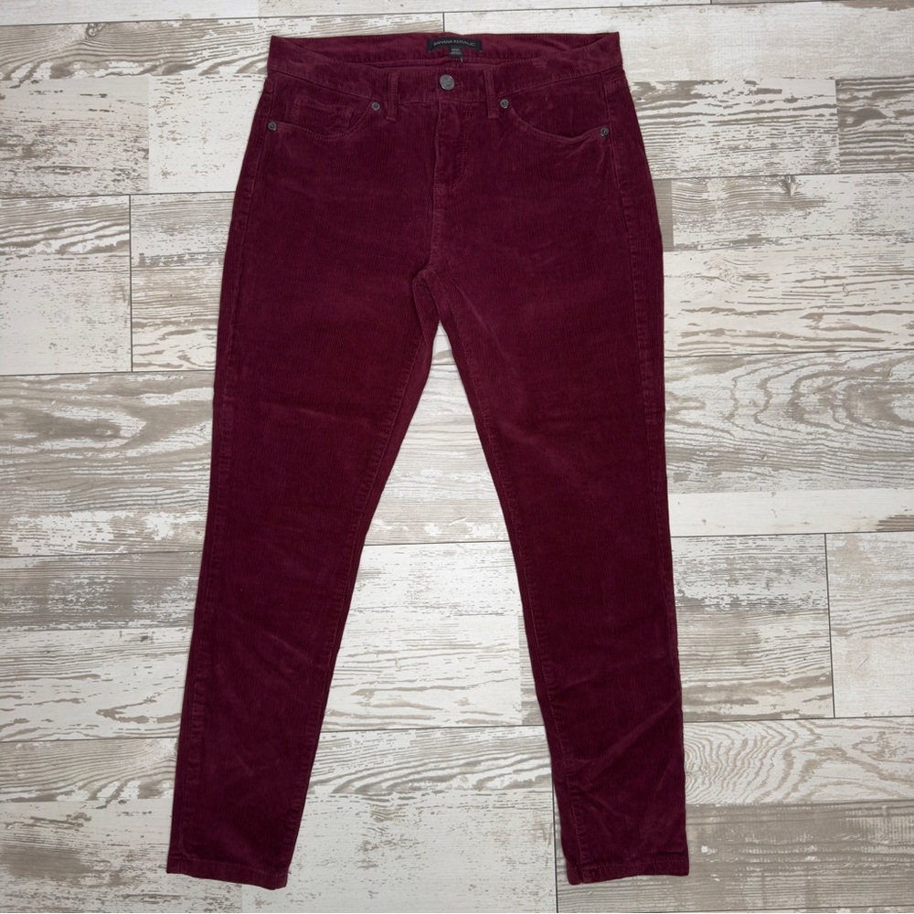 Banana Republic Burgundy Corduroy Skinny Pants Women’s 26P Petite - Picture 2 of 12